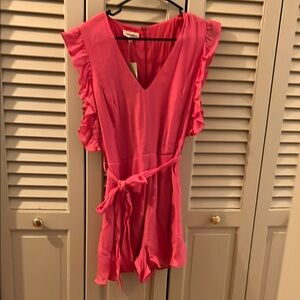NWT Pink Ruffled V-Neck Romper